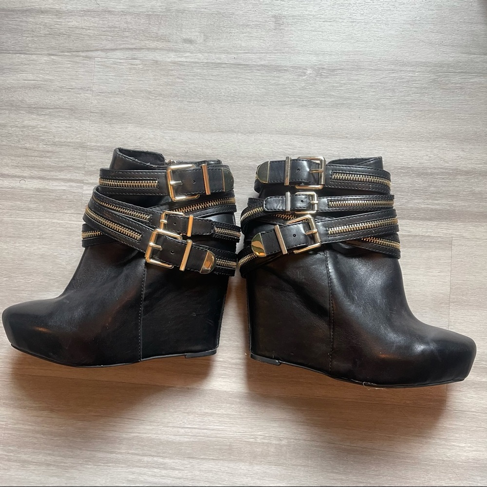 Black Gold Buckle leather BCBG Generation Bootie
